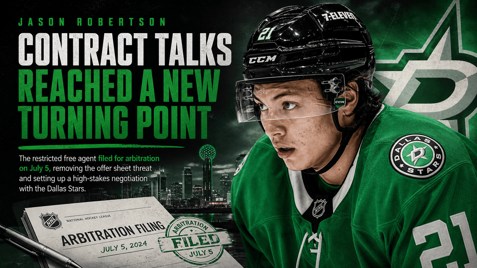 Jason Robertson contract stalemate: arbitration filed, offer sheet threat removed