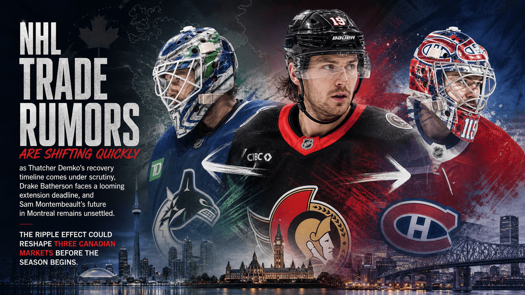 NHL Trade Rumors: Demko Timeline, Batherson Deadline and Montembeault Buzz Heat Up