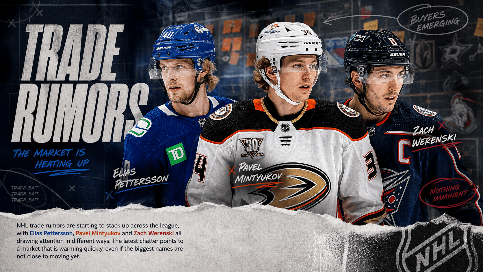 NHL Trade Rumors Swirl Around Elias Pettersson, Zach Werenski And More As Market Heats Up