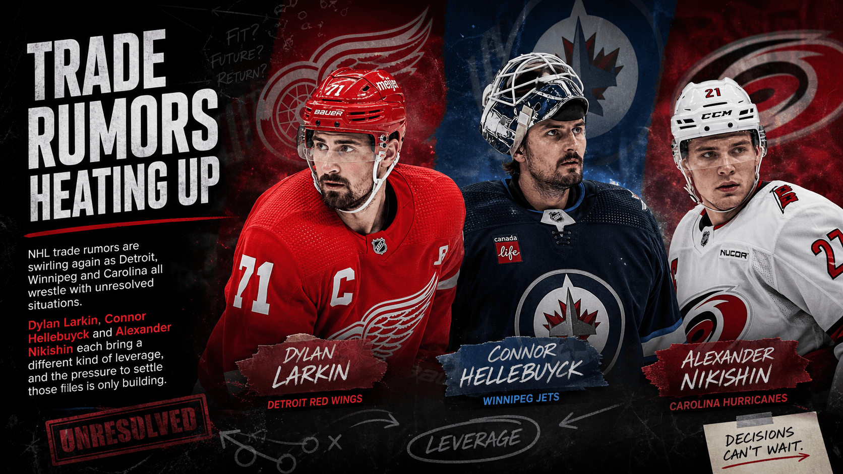 NHL Trade Rumors Heat Up as Larkin, Hellebuyck and Nikishin Draw Fresh Attention