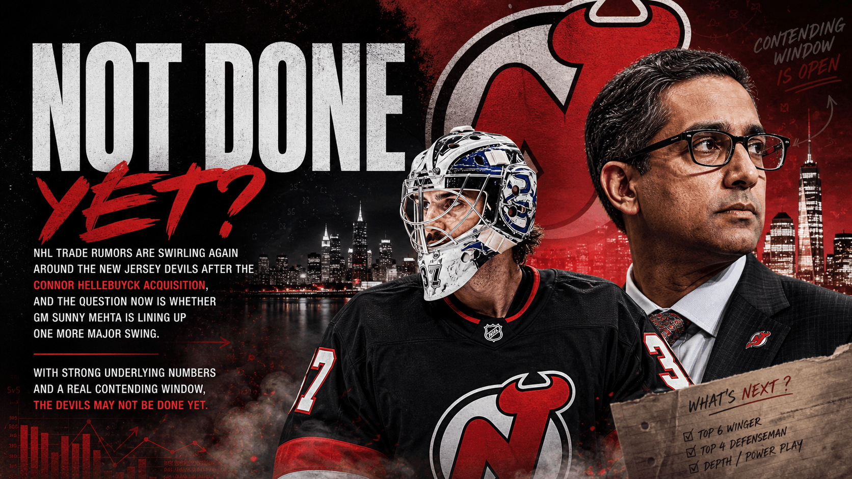 NHL Trade Rumors: Are the New Jersey Devils Just Getting Started After Connor Hellebuyck Deal?
